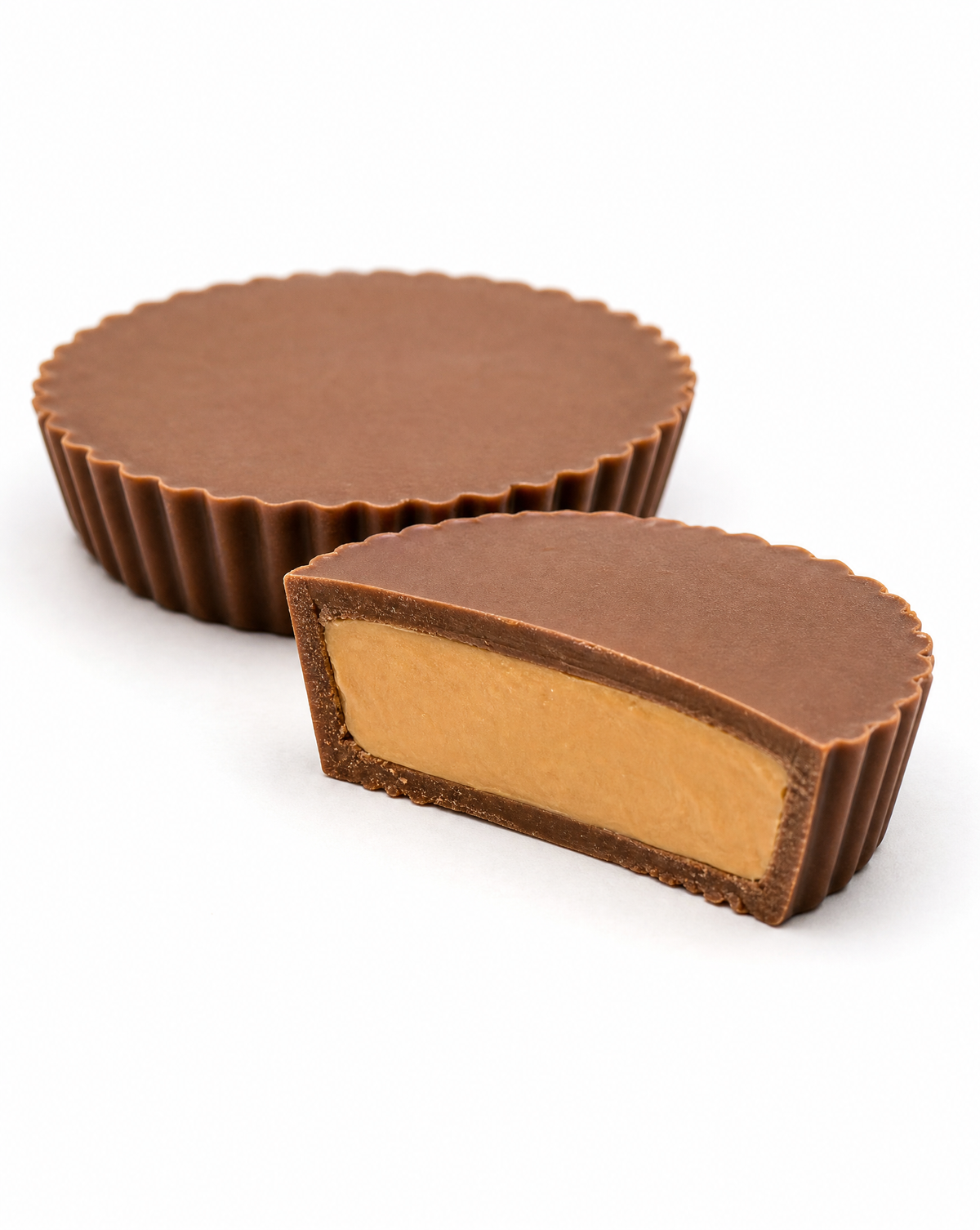 Smooth creamy peanut butter filling detail