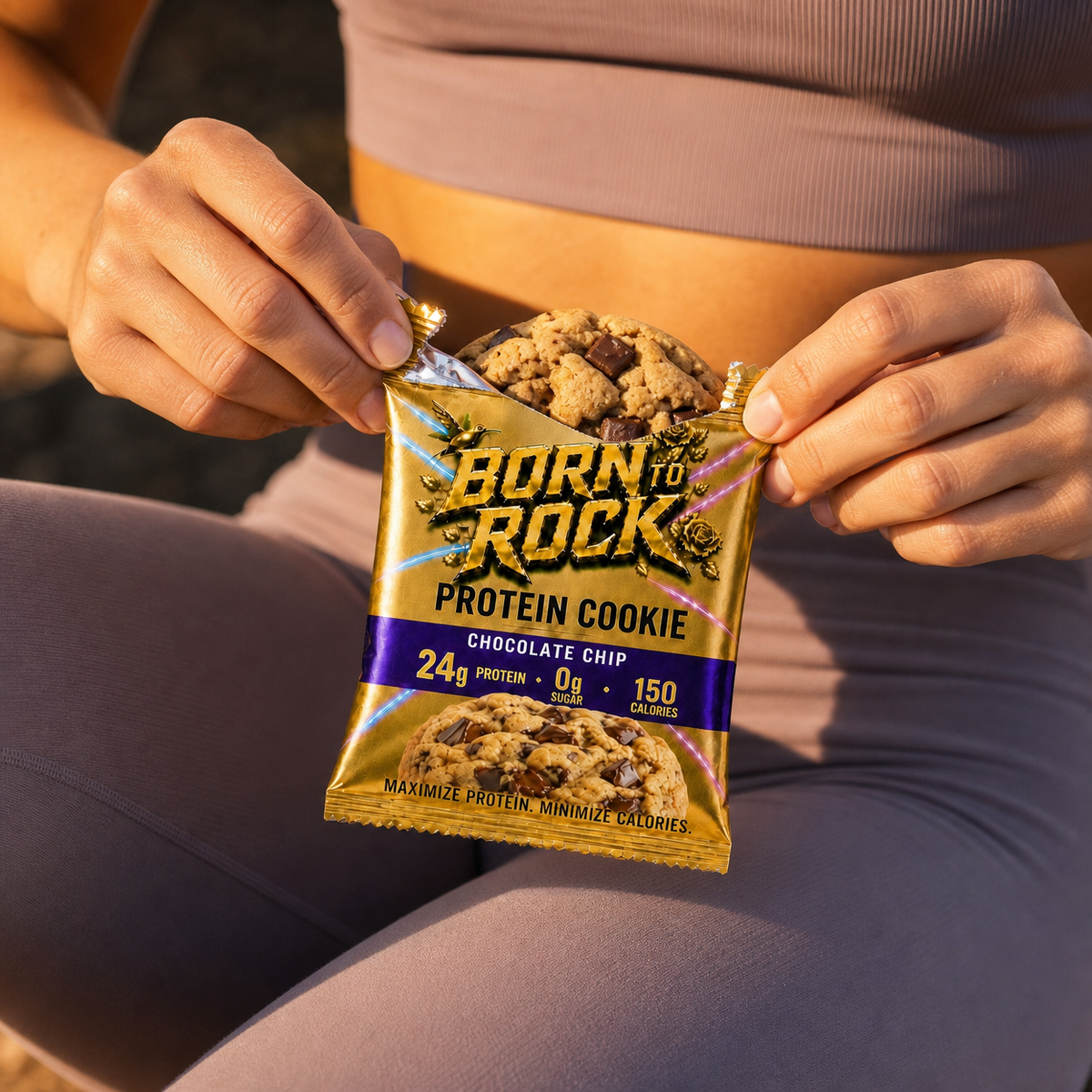 Opening the pack with the cookie showing at the top