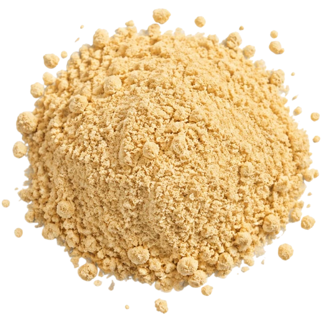 A mound of defatted peanut flour