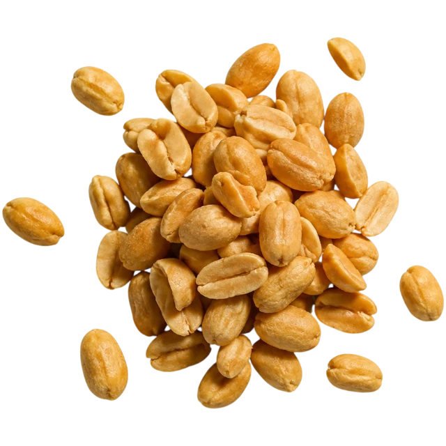 A pile of roasted peanuts