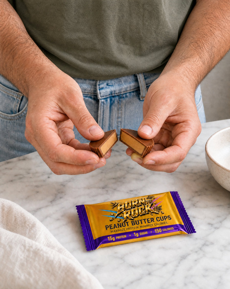 Hands splitting a peanut butter cup