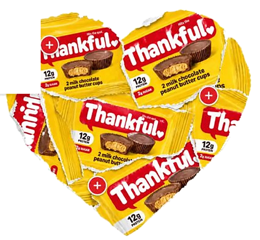 Thankful packs arranged in a heart
