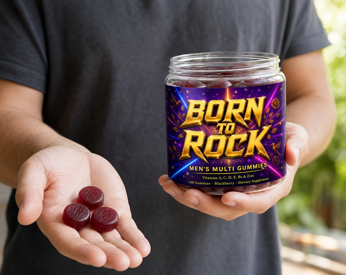 Men's Multi Gummies in hand